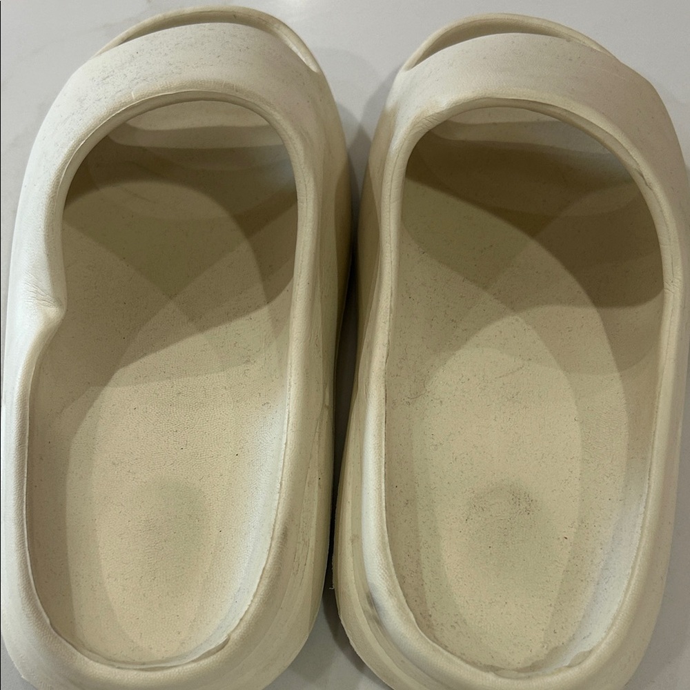 Cream Slide Sandals - Minimal Slip-On Slides - Picture 4 of 4